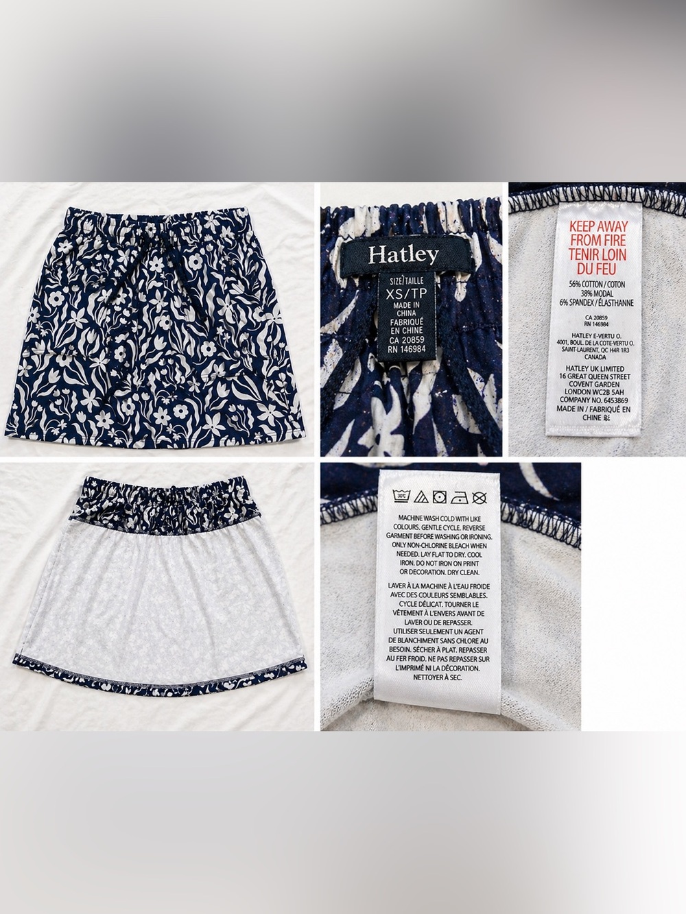 Hatley Navy Floral Pull-On Skirt – XS